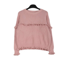 拉夏贝尔Laetia百搭圆领甜美花波浪边毛衫针织903610364