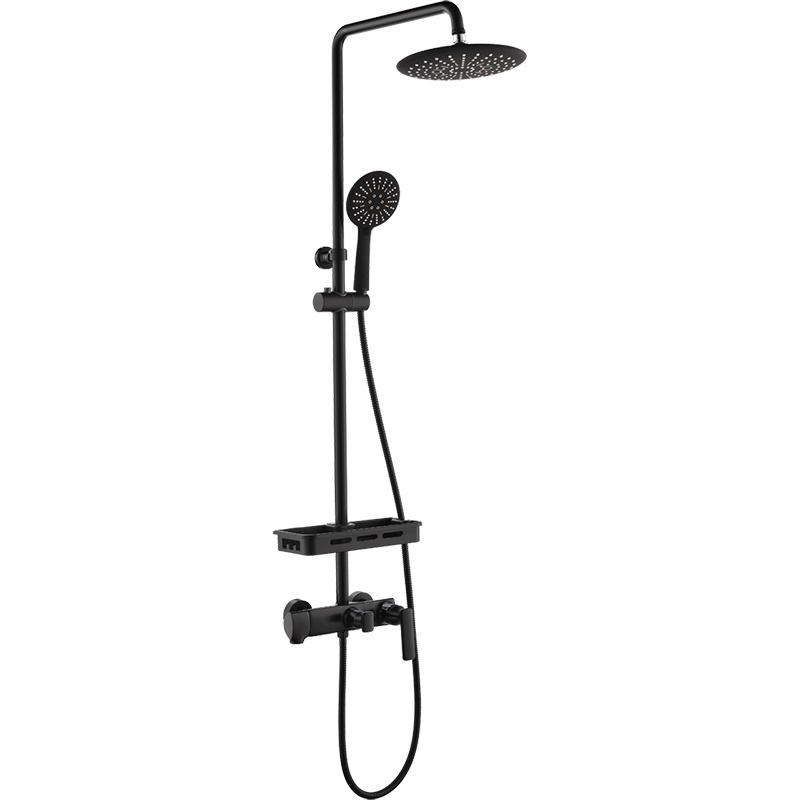 欧路莎(ORans)淋浴花洒套装家用柱全铜浴室卫浴淋雨喷头黑色洗澡神淋浴器