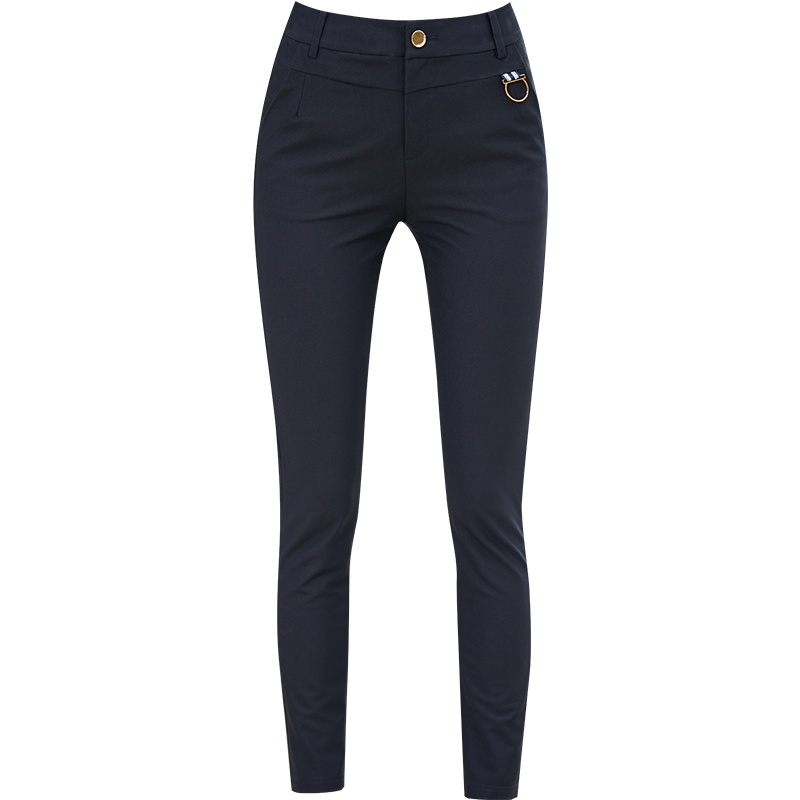 娅丽达女裤2019夏九分铅笔裤黑色显瘦韩版女士休闲裤子薄款小脚裤T2017A