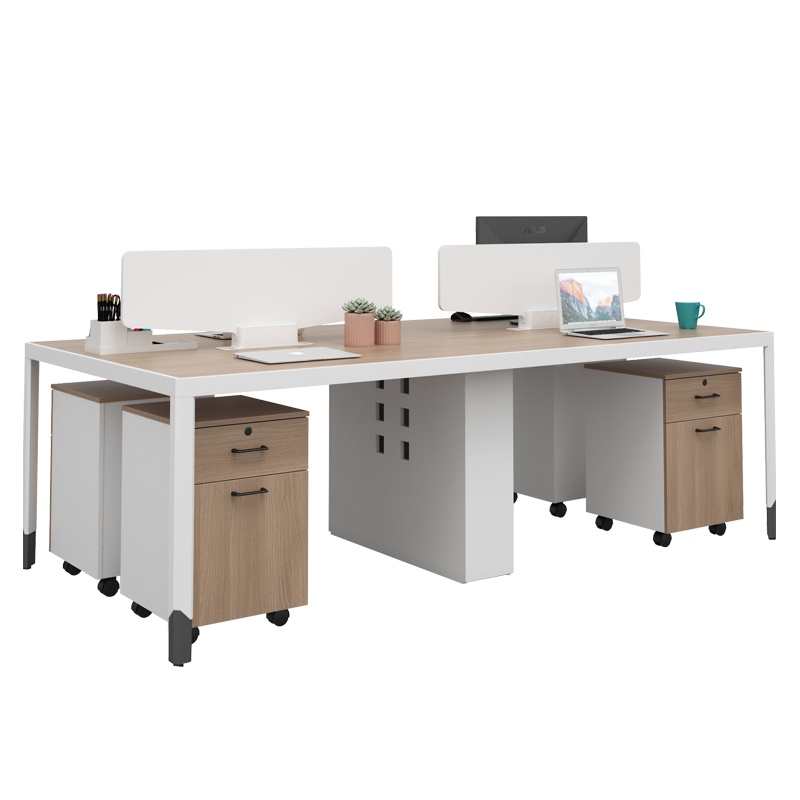 匡大办公桌 现代简约员工桌 2.4米四人位职员桌(含小柜) KDT-FP688F-41