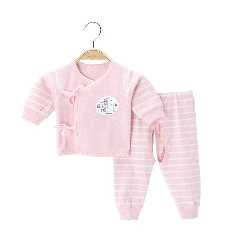 小马波迪新生婴儿秋季纯棉和尚分体套装0-6个月出生满月宝宝秋冬衣服