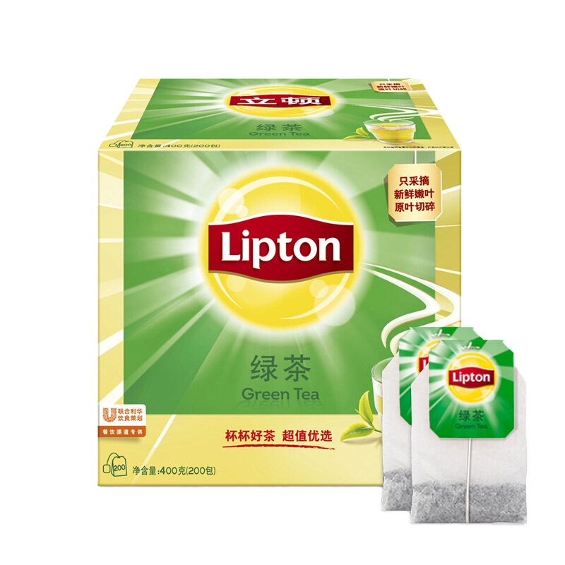 立顿绿茶包200包400g办公室餐饮奶茶店常用 2包装