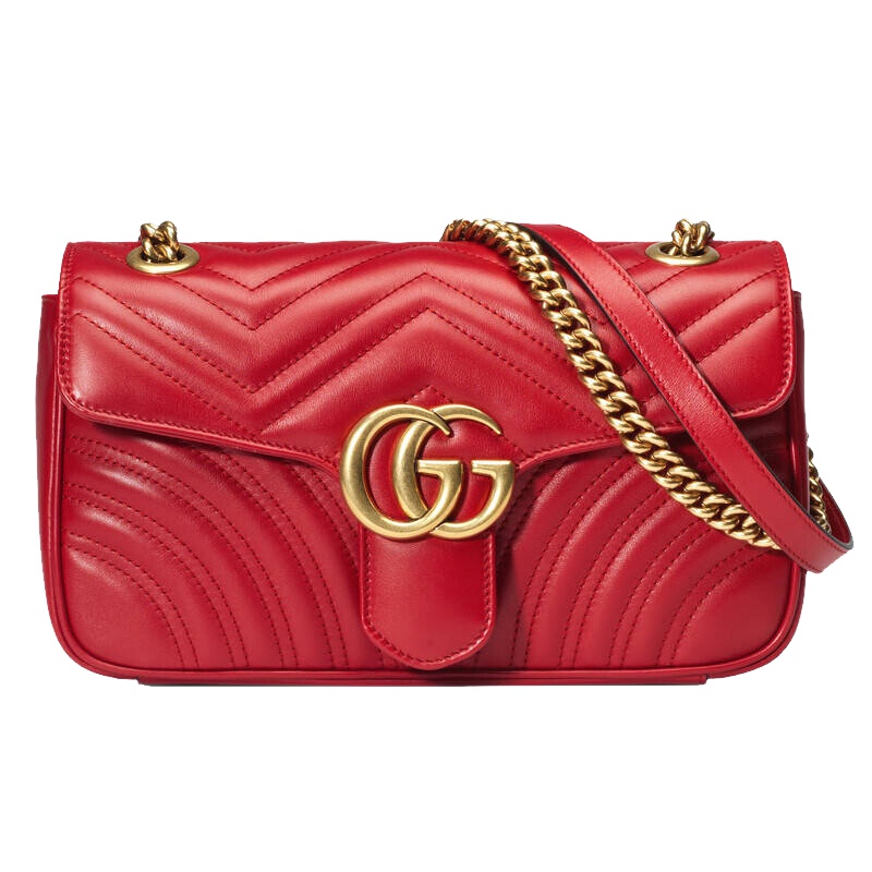 [海外直邮]GUCCI古驰女包Marmont系列红色小号链条单肩斜挎包443497 DTDIT 6433