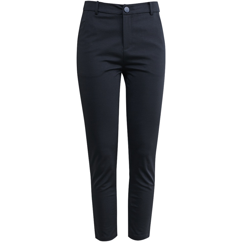 娅丽达女裤2019夏季新款黑色休闲裤女修身显瘦弹力铅笔小脚九分裤I2006