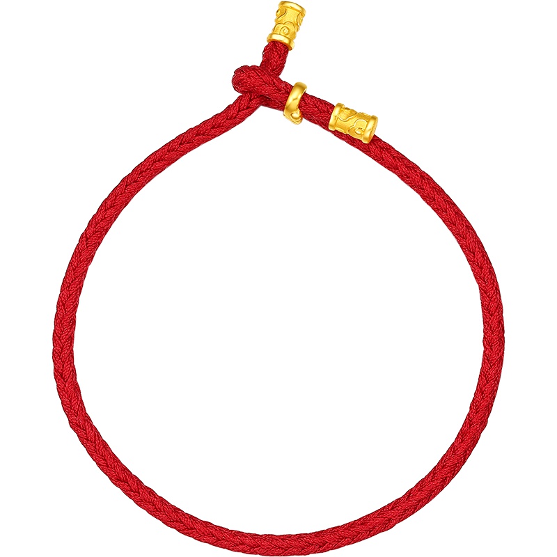 周大生黄金红绳手链女正品新款足金999如意金箍棒编织紧箍咒手绳