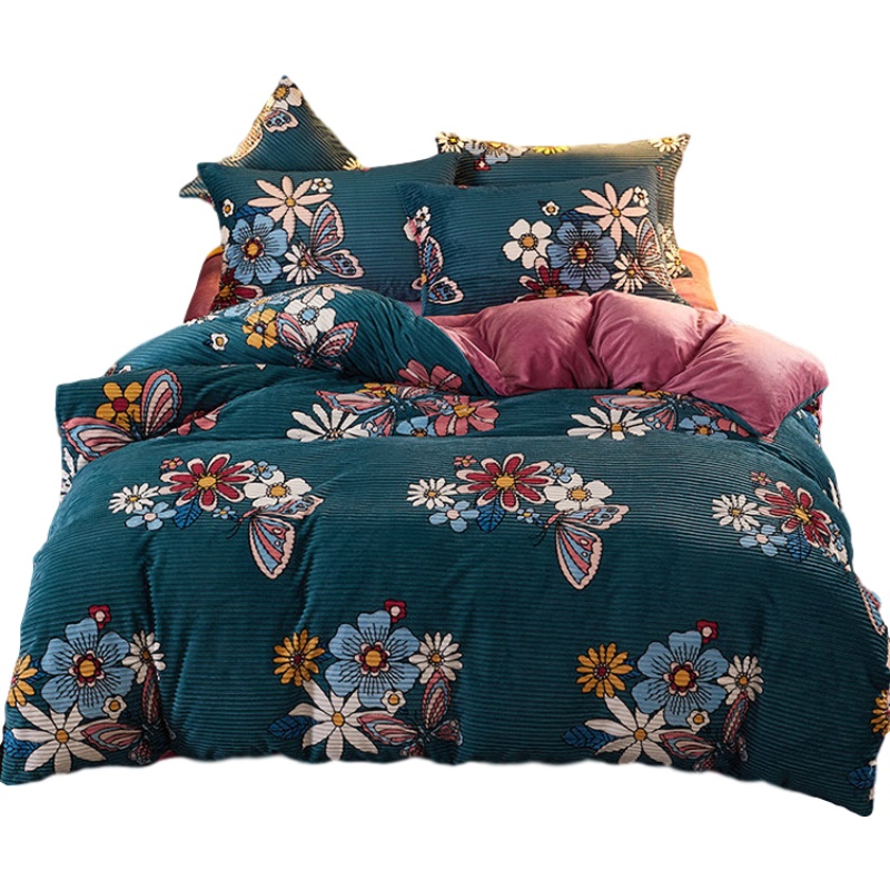 绘窝(HuiWo)家纺 加厚珊瑚绒四件套 牛奶绒法兰绒床裙双面被套床单珊瑚绒秋冬床上用品