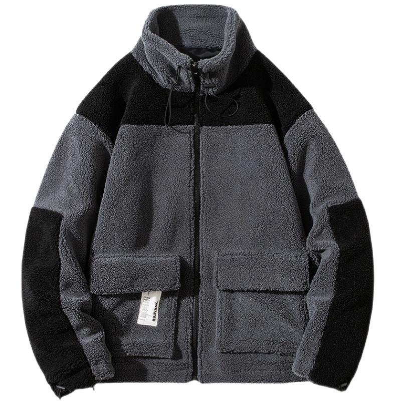 DEBRAND冬装2022新款羊羔毛棉服男潮牌加厚韩版立领棉衣百搭外套