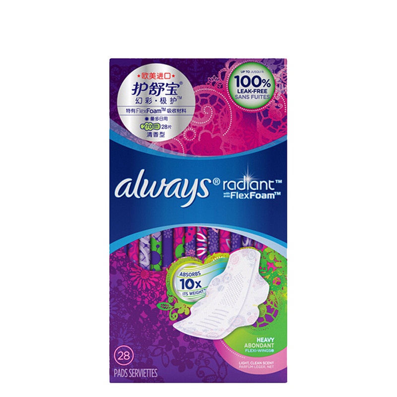 护舒宝(Whisper)量多日用/夜用 幻彩·极护液体卫生巾 270mm 28片 (欧美进口 液体材料)