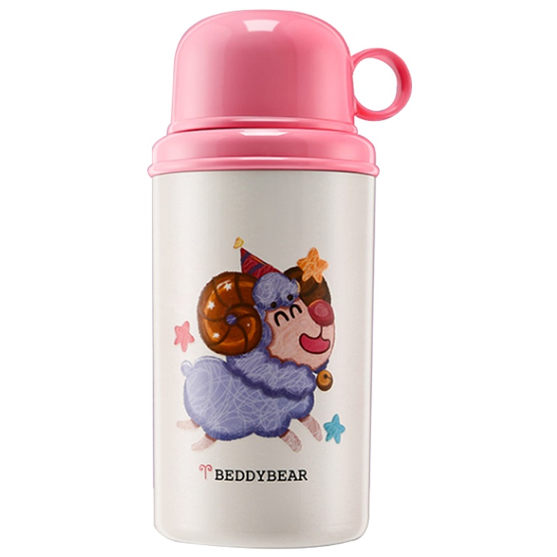 杯具熊(BEDDYBEAR)保温杯儿童316不锈钢吸管直饮两用杯创意婴儿可爱水壶杯套