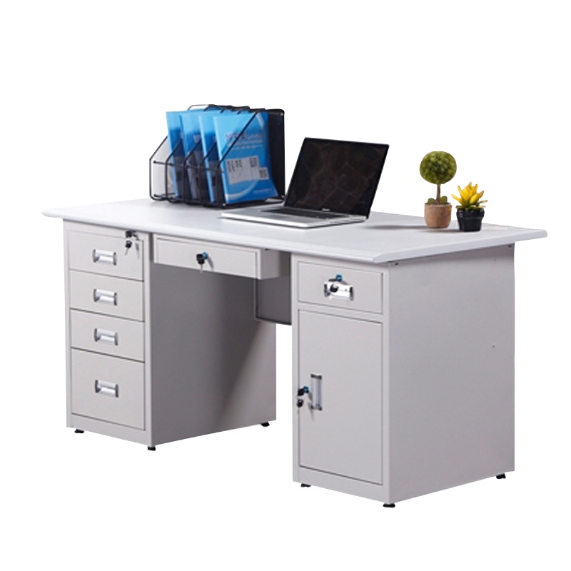瑞丰杰加厚金属电脑桌铁皮办公桌带锁带抽屉1.6米RJ-Z1602财务写字台桌子五斗一抽一门款