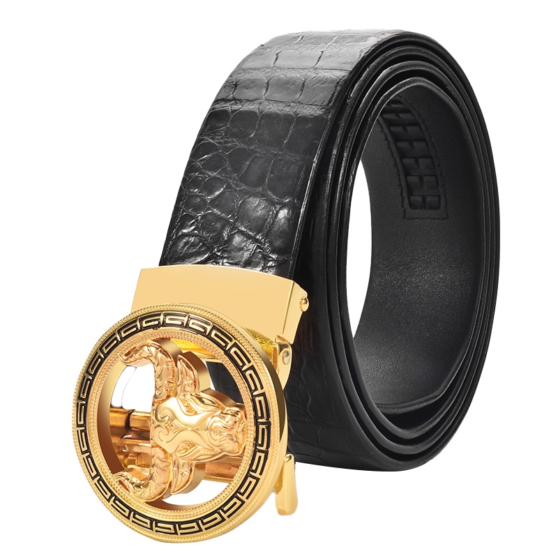 英皇保罗POLO鳄鱼皮带男真皮自动扣男士腰带高档休闲商务正装头层牛皮裤带男礼盒装送父亲生日男友情人节礼物