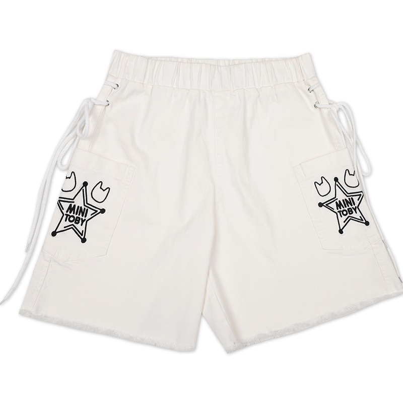 a02新款2020时尚宽松显瘦卡通印花毛边牛仔短裤女DTV2D0511PN