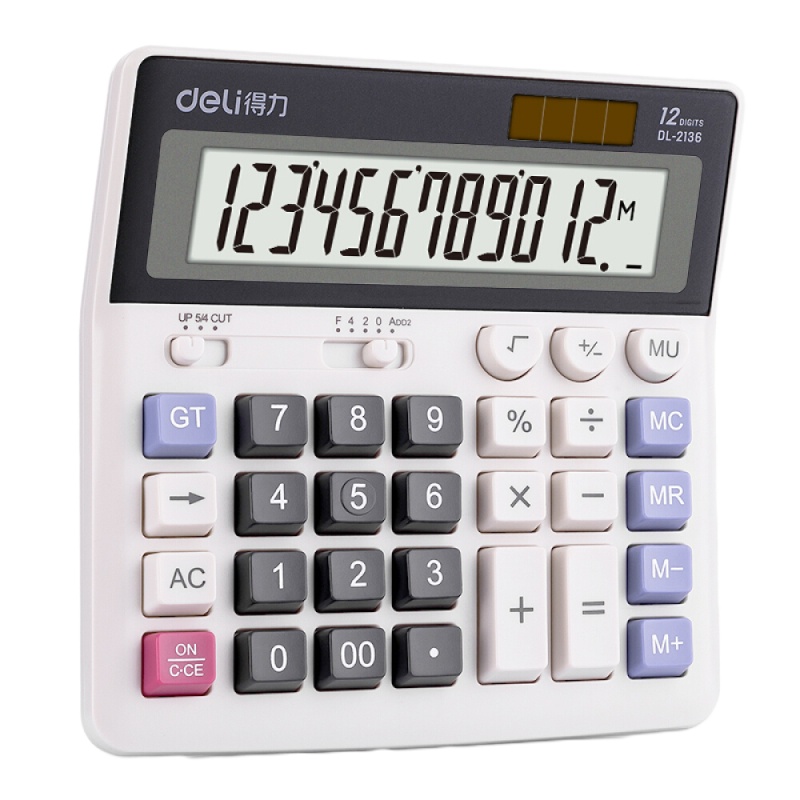 得力2136计算器 12位大屏横式桌面计算机