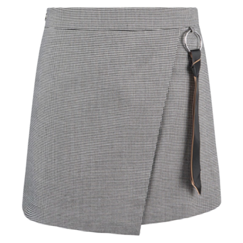 【专柜同款】拉夏贝尔不对称复古半身裙春季新款a字裙格子ulzzang高腰韩版chic短裙