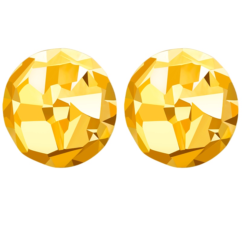 佰色传情18K金耳饰女简约彩金耳钉车花Au750立体耳环送女友送闺蜜生日情人节礼物