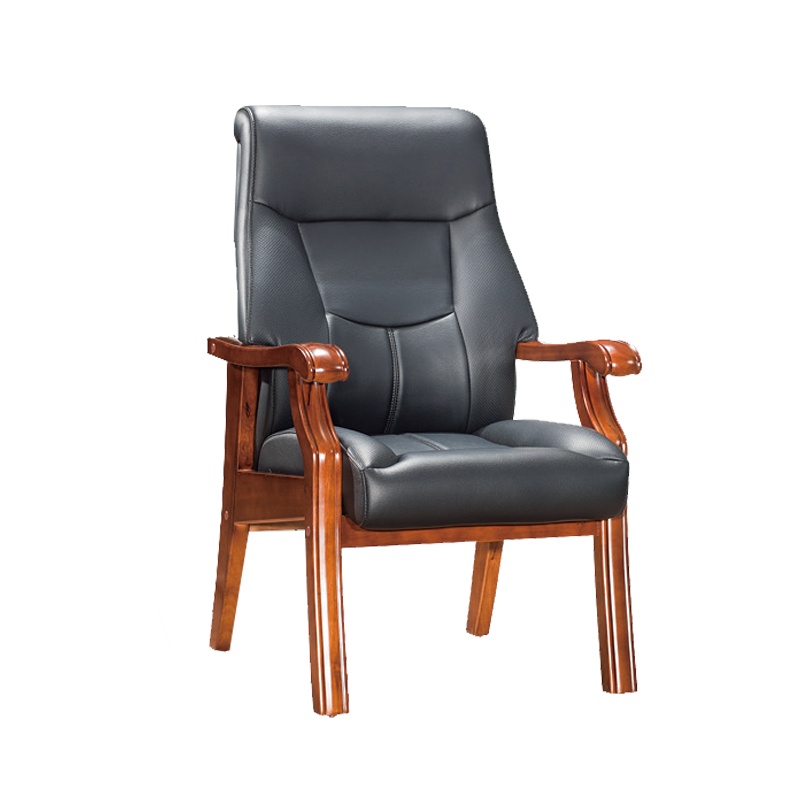 优百丽 SH-658 橡胶木椅 办公家具 办公椅 皮艺老板椅 实木四脚椅 电脑椅会议椅 皮料色彩可定制