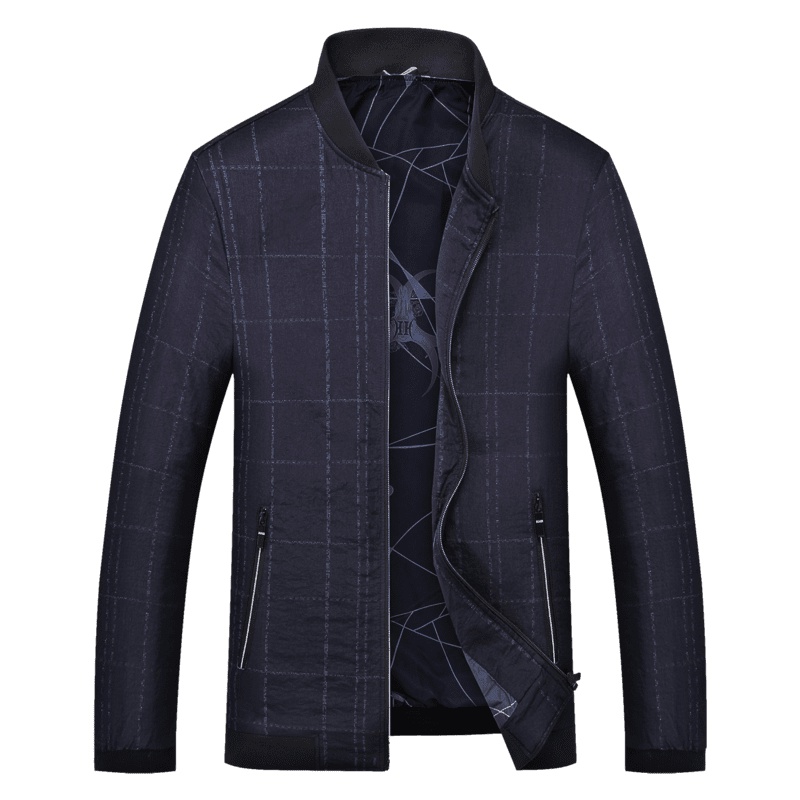 阿仕顿男装夹克春秋季时尚格纹棒球领夹克上衣外套男