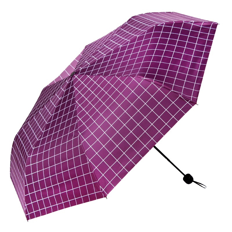 天堂伞 黑胶防晒三折晴雨伞太阳伞太阳伞商务伞 格言紫红