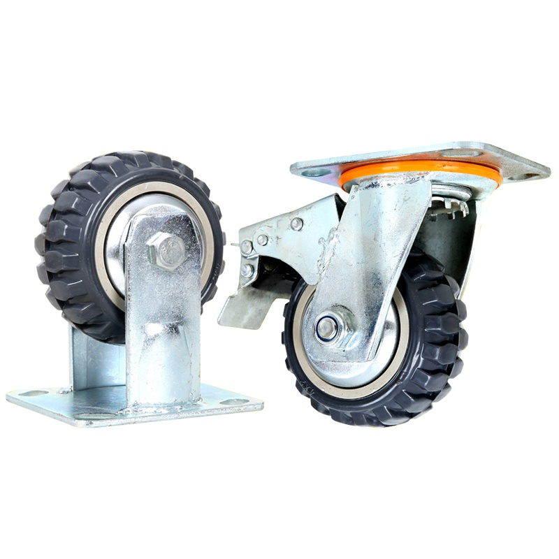 海斯迪克 HK-780 尼龙脚轮 高强度风火轮 聚氨酯脚轮 重型脚轮 工业脚轮轮子 4寸(2刹车+2定向)