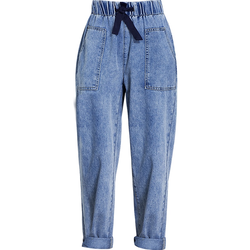 娅丽达女裤哈伦牛仔裤女2019夏季新款老爹裤纸袋宽松高腰薄款裤子WI2122A