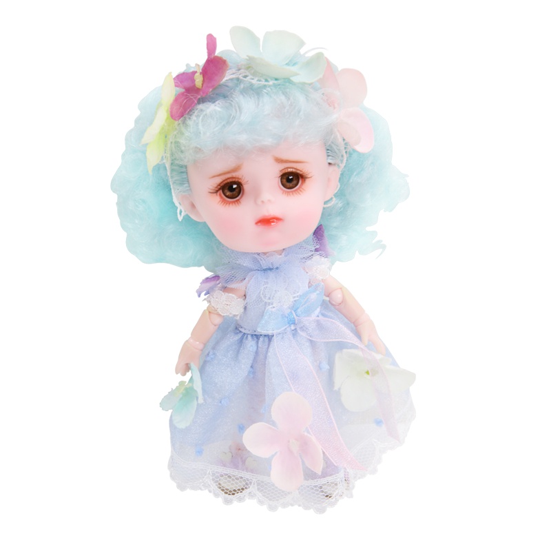 德必胜迷你娃娃套装嘟嘟系列公主小娃娃男孩女孩玩具仿真洋娃娃换装关节可动绣球花全手绘14CM迷你娃DD190311