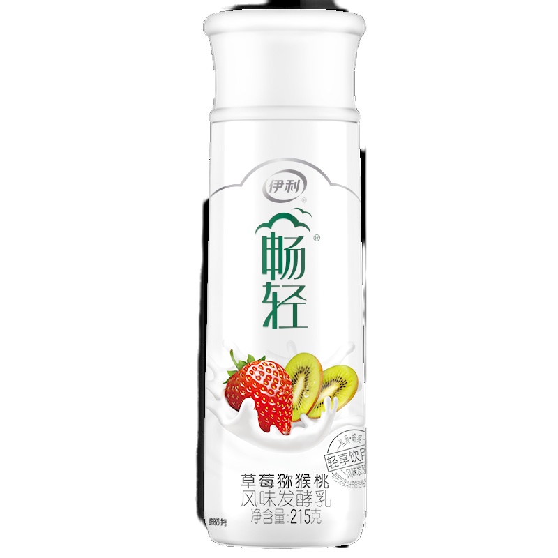 伊利畅轻风味发酵乳PET瓶装草莓猕猴桃酸奶酸牛奶215g