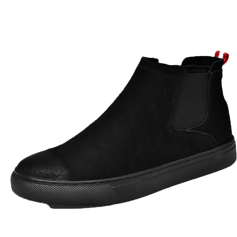 公牛世家(G.N.Shi Jia)男士高帮鞋真皮冬季时尚乐福鞋套脚加绒中帮鞋GN6069