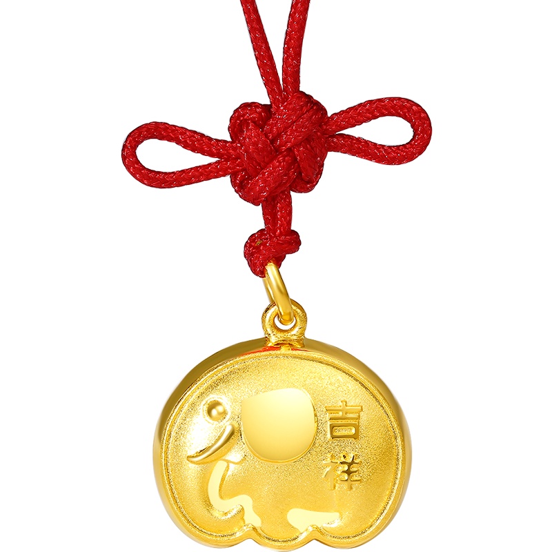 周大生黄金饰品黄金吊坠福象吊坠女时尚小象新款足金挂坠正品送礼佳品母子同款