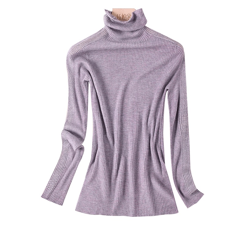丝柏舍2019秋装女时尚纯色长袖高领修身显瘦针织衫S93T4208M