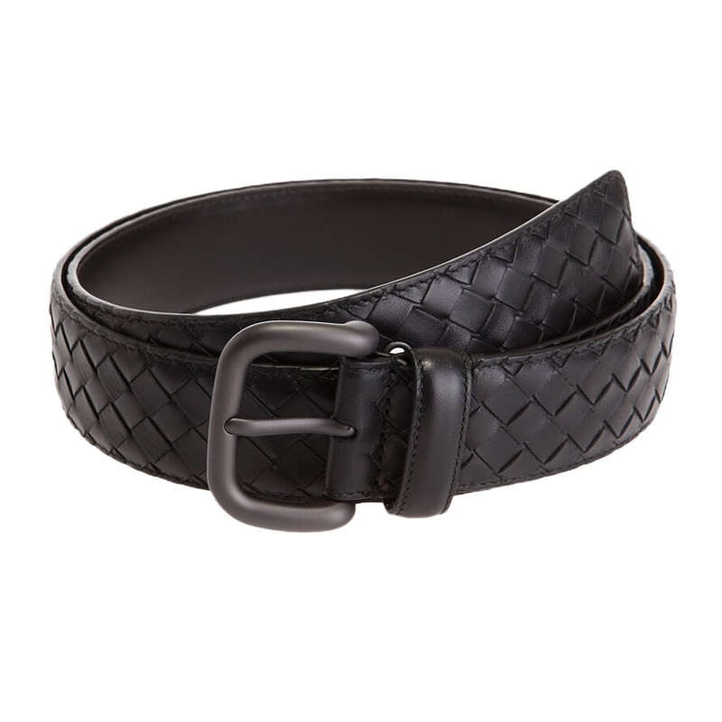 Bottega Veneta 宝缇嘉 黑色牛皮经典编织工艺男士腰带 173784-V4650-1000 黑色105