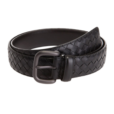 Bottega Veneta 宝缇嘉 黑色牛皮经典编织工艺男士腰带 173784-V4650-1000 黑色105
