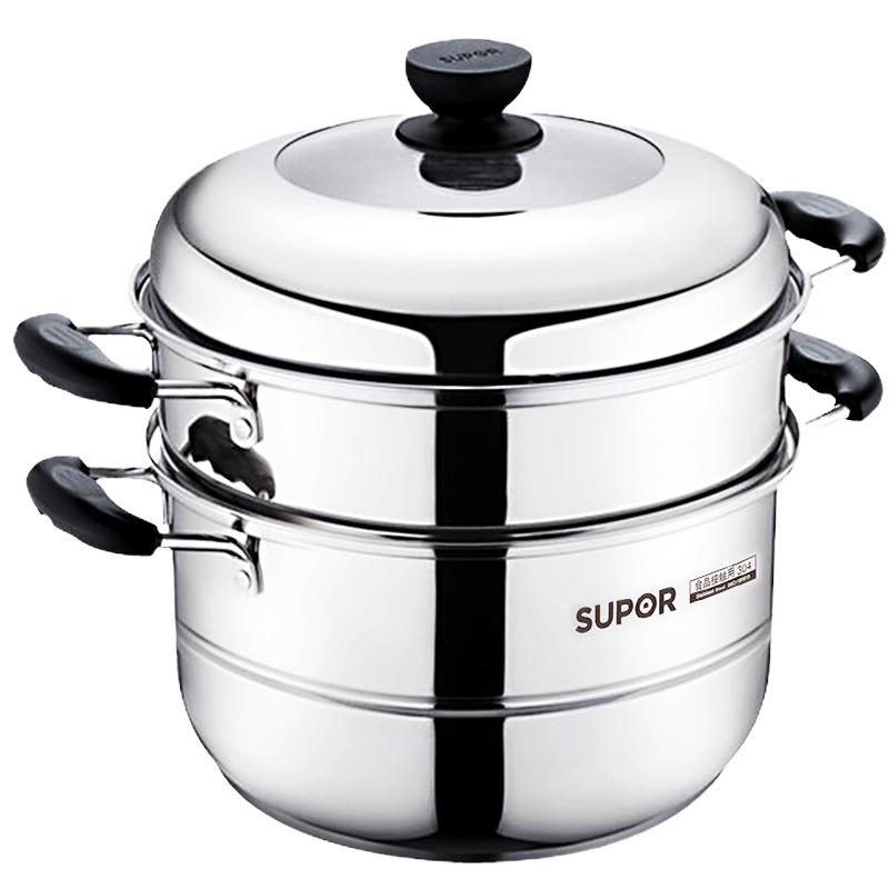 苏泊尔(SUPOR)蒸锅家用304不锈钢双层加厚蒸煮锅多用迷你小蒸锅电磁炉燃气灶适用 SZ24B2 锅口直径24cm