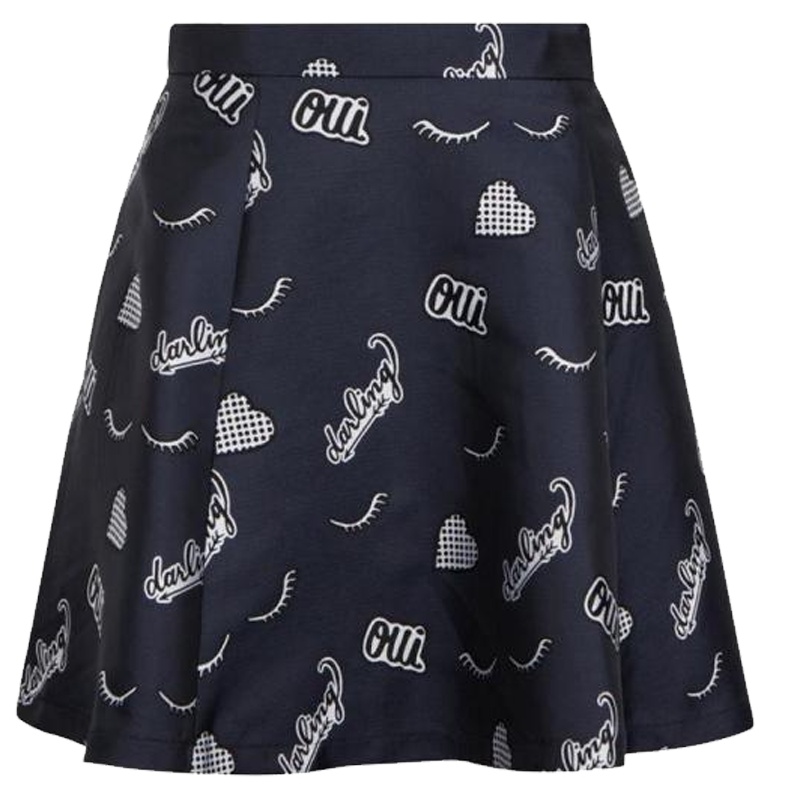 拉夏贝尔Candies春秋季新时尚通勤显瘦印花a字短款半身裙女30071606