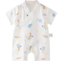 童泰(TONGTAI)夏季款新生婴儿蛤衣男女宝宝0-6个月轻薄纯棉偏开系带短连体衣儿童家居服连体衣