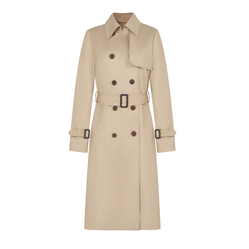 鄂尔多斯 | 1980春夏棉质经典版型双排扣前肩装饰女式风衣