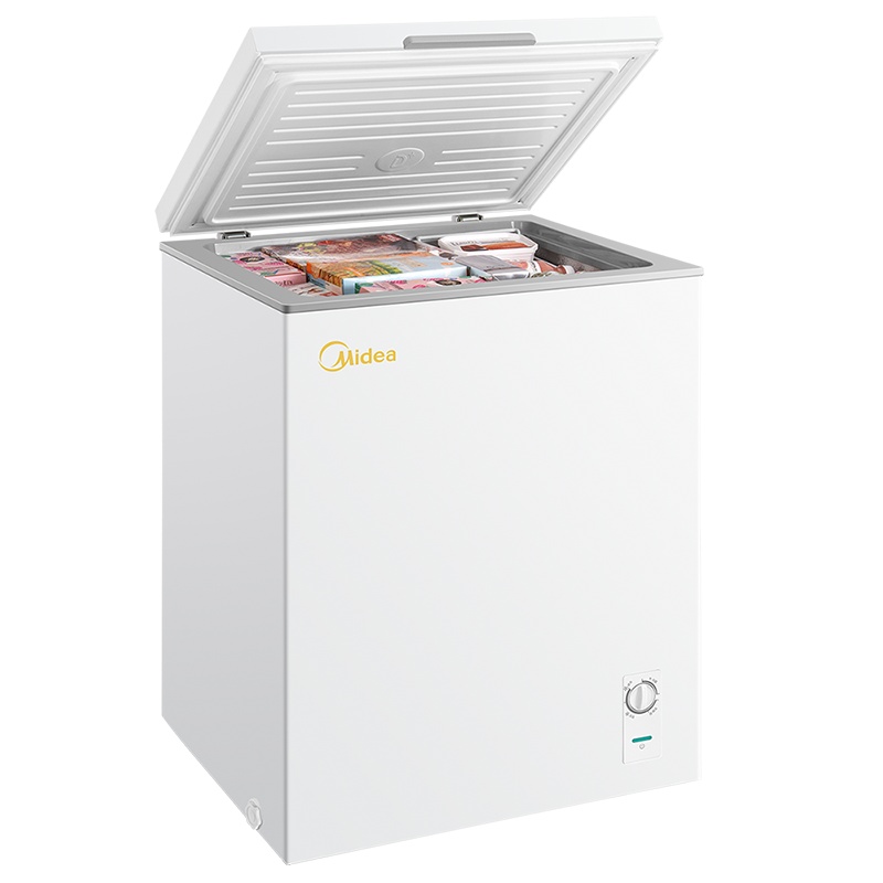 美的(Midea)143升 卧式冷柜小型冰柜家用冰柜 冷藏冷冻转换柜 顶开门 节能单温 BD/BC-143KMD(E)