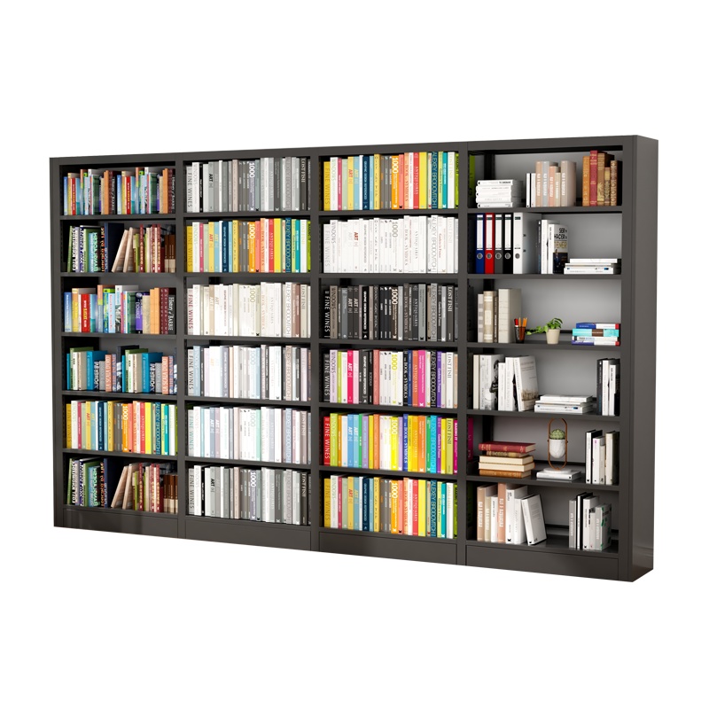 臻远6层钢制书架 单面一列四组黑色