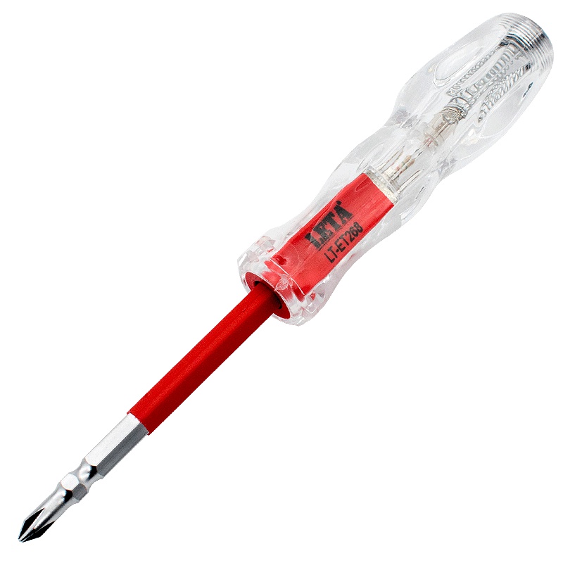 [苏宁自营]勒塔(LETA)工具 5*75mm两用十字一字螺丝刀 接触式测电笔 电工电笔工具LT-ET268