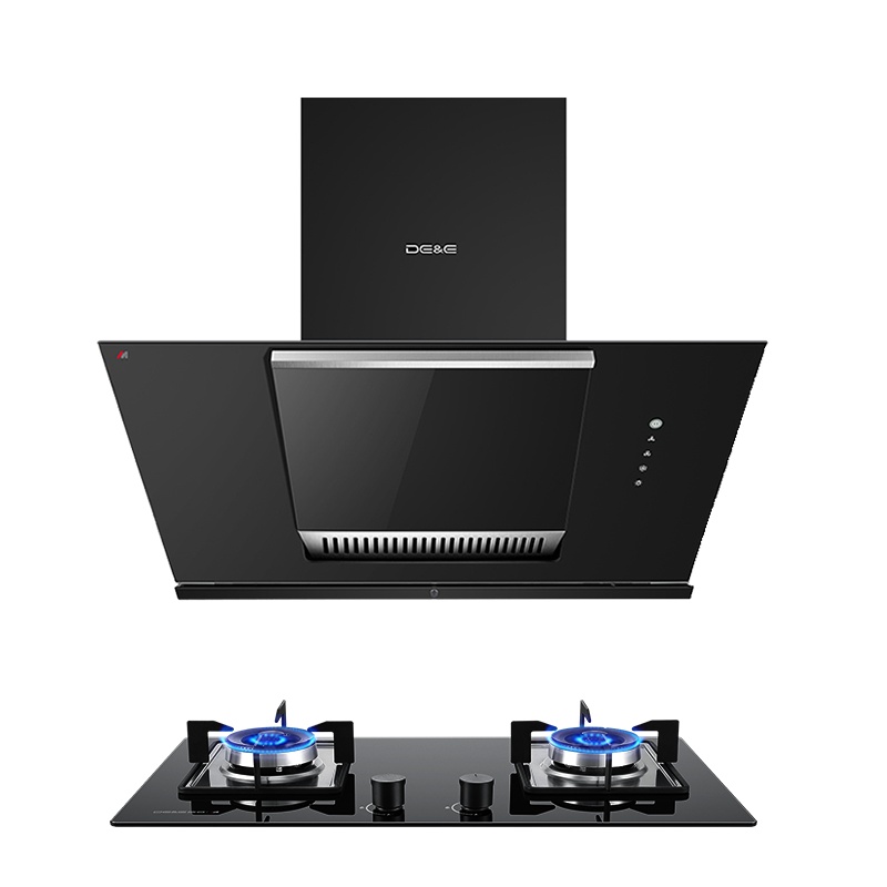 德意(DE&E)19立方侧吸式大吸力烟灶套餐 触控式近吸式抽油烟机燃气灶具烟灶套装852E+770E(液化气/天然气)