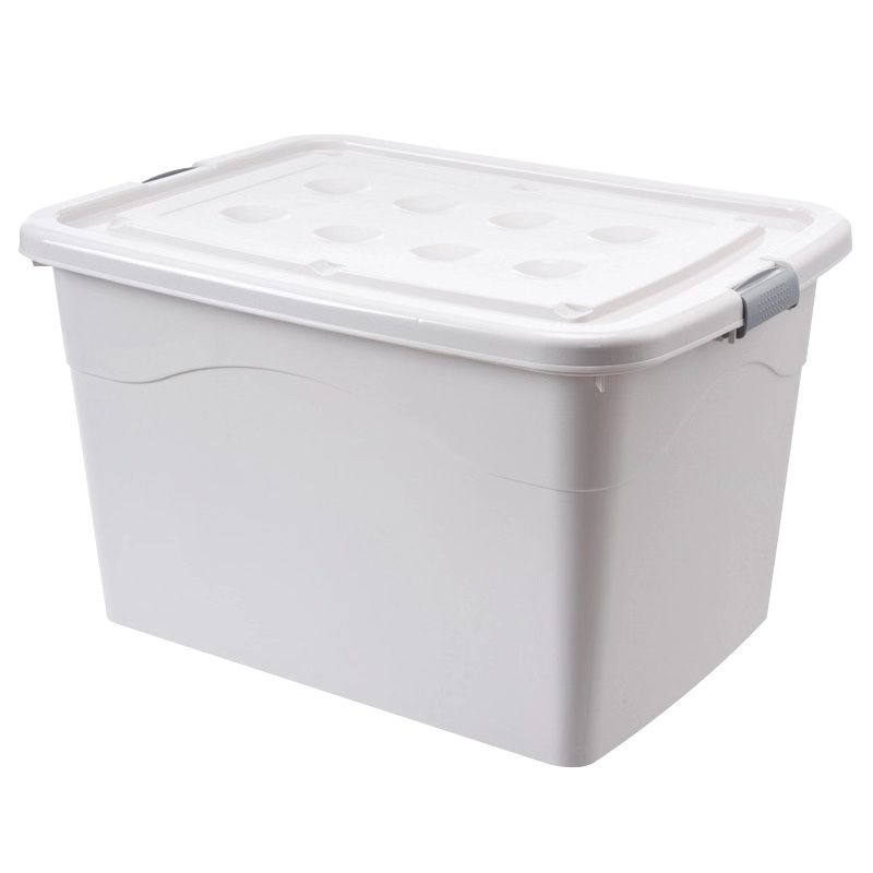 海斯迪克 gnjz-317 带滑轮塑料储物箱 工具箱 彩色收纳箱周转箱整理箱 象牙白250#(78*57*47cm)