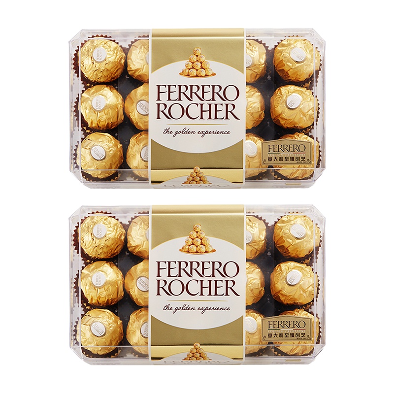 费列罗(Ferrero Rocher) 休闲零食香浓美味 费列罗榛果威化巧克力30粒两盒装 甜蜜喜糖