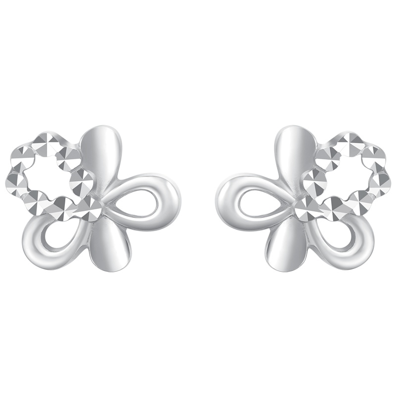 周大福首饰时尚简约花形PT950铂金耳钉PT160981