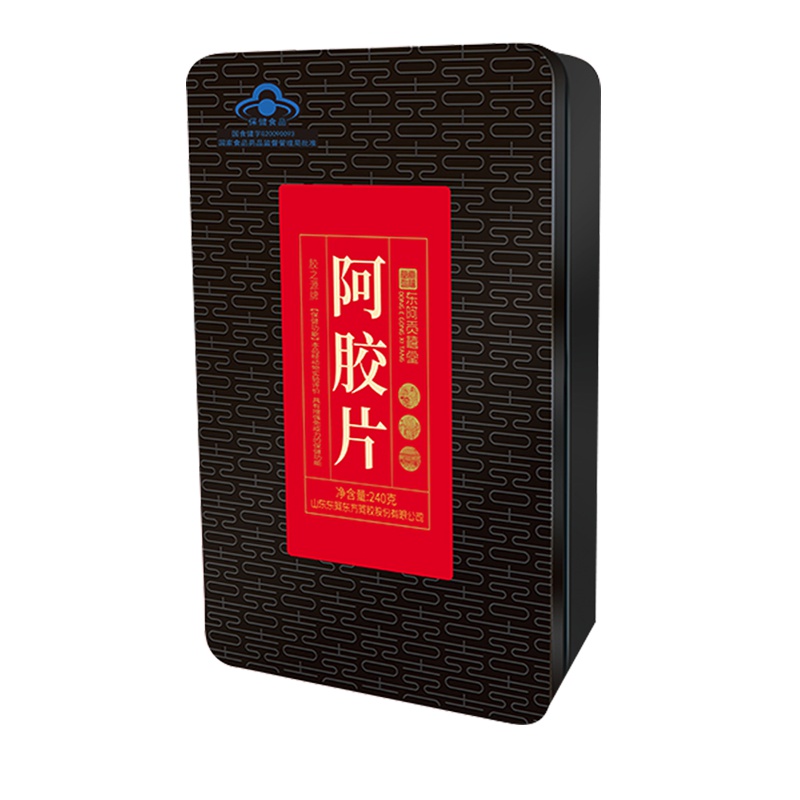东阿贡禧堂阿胶片240g驴皮山东东阿ejiao阿胶块铁盒熬阿胶糕