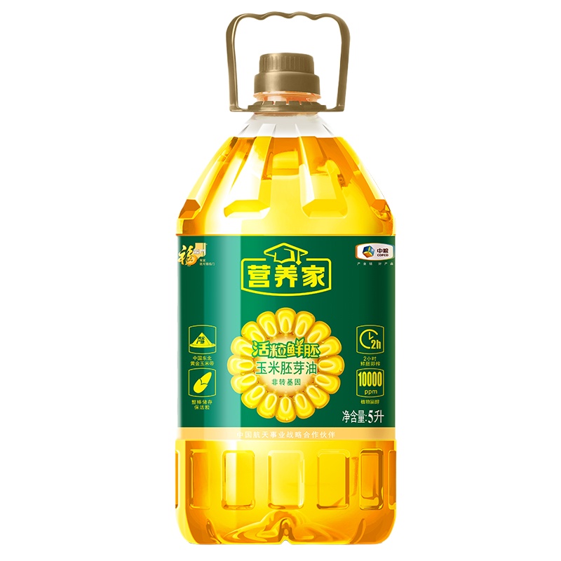 福临门营养家活粒鲜胚玉米油5L/桶 健康食用油非转基因黄金产地食用油