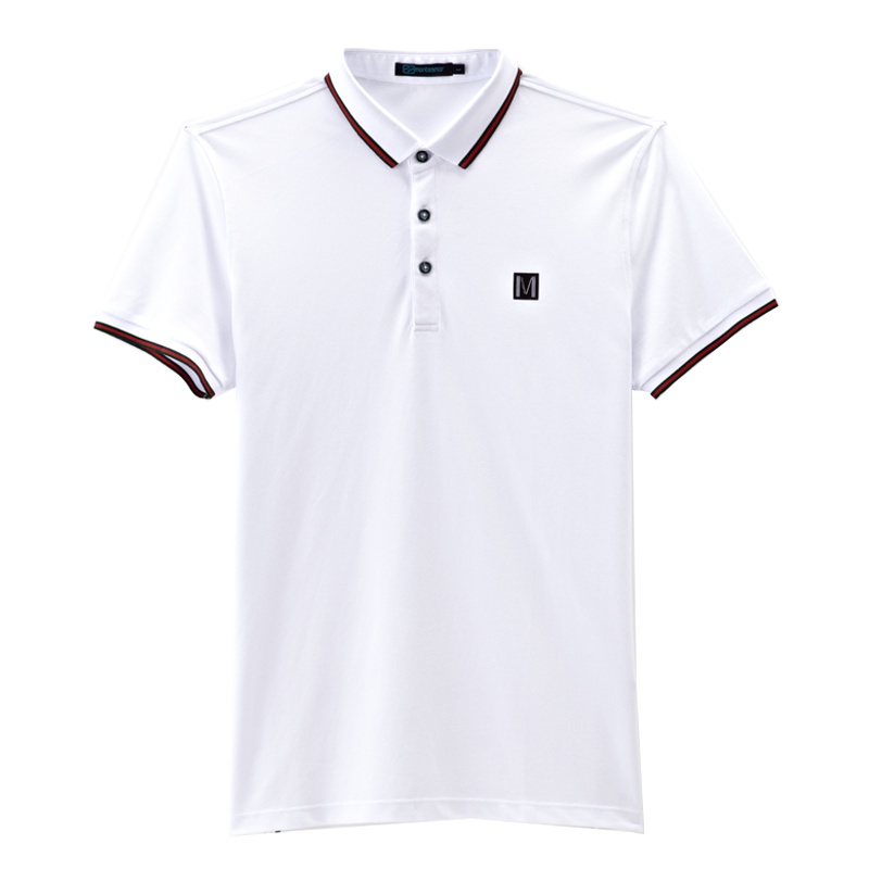 蒙蒂埃莫潮流简约百搭撞色扁机翻领棉质短袖T恤