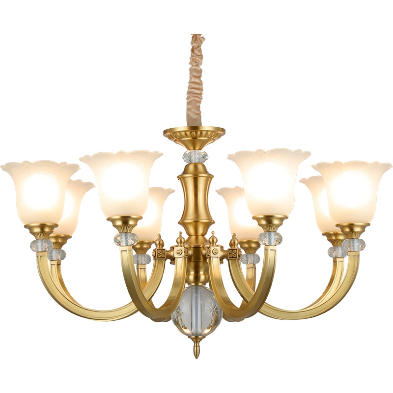 雷士照明(NVC)欧式全铜吊灯美式LED客厅灯餐厅灯简约现代大厅卧室灯具 百合