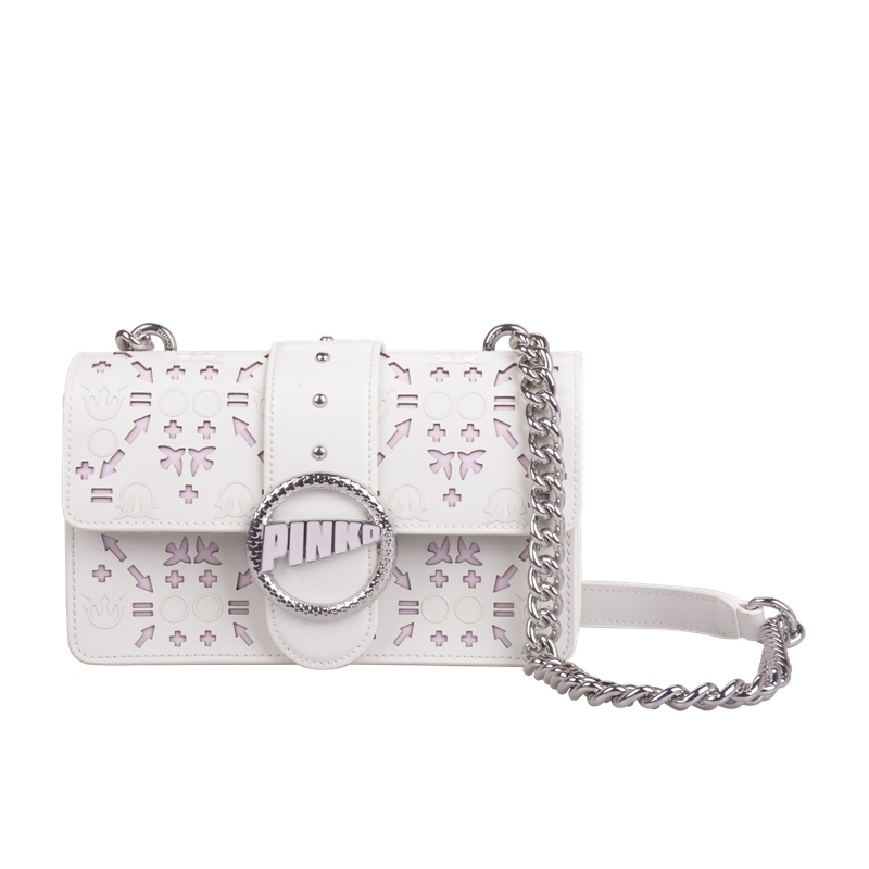 Pinko白色镂空符号燕子logo小号链条包单肩包1P21BFY5EQZN3