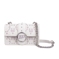 Pinko白色镂空符号燕子logo小号链条包单肩包1P21BFY5EQZN3