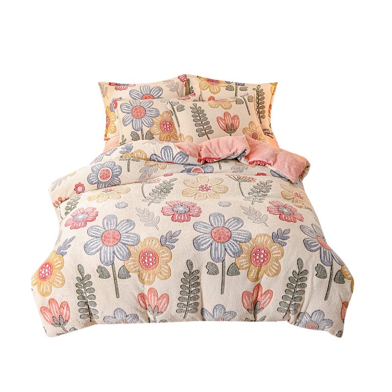 南极人雪花绒四件套秋冬保暖加厚高克重法兰绒床品1.8米床绒套件