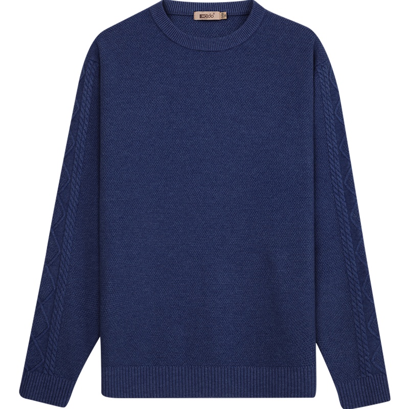 HODO红豆男装 男士羊毛衫 秋冬季商务绅士格调舒适全羊毛绞花设计圆领羊毛衫男